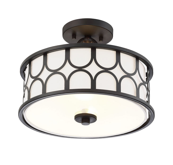 Meridian M60015ORB Two Light Semi-Flush Mount, Oil Rubbed Bronze