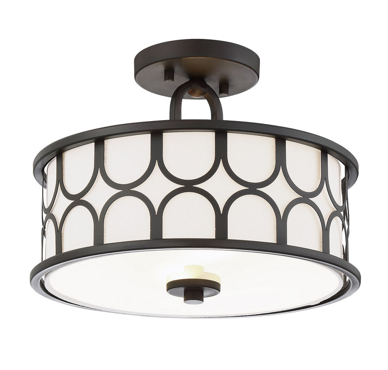 Meridian M60015ORB Two Light Semi-Flush Mount, Oil Rubbed Bronze