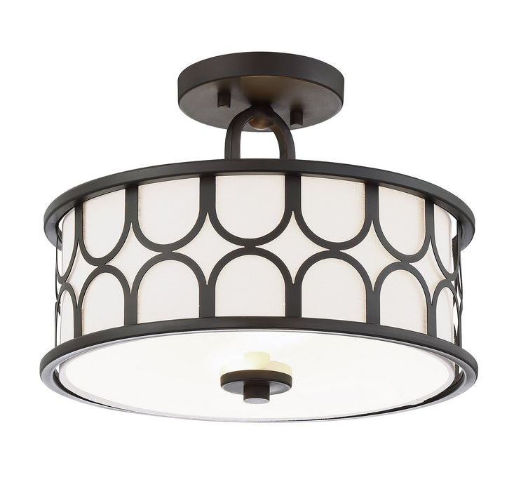 Meridian M60015ORB Two Light Semi-Flush Mount, Oil Rubbed Bronze
