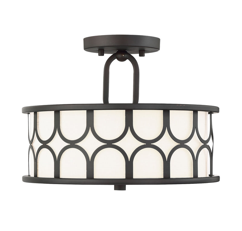 Meridian M60015ORB Two Light Semi-Flush Mount, Oil Rubbed Bronze