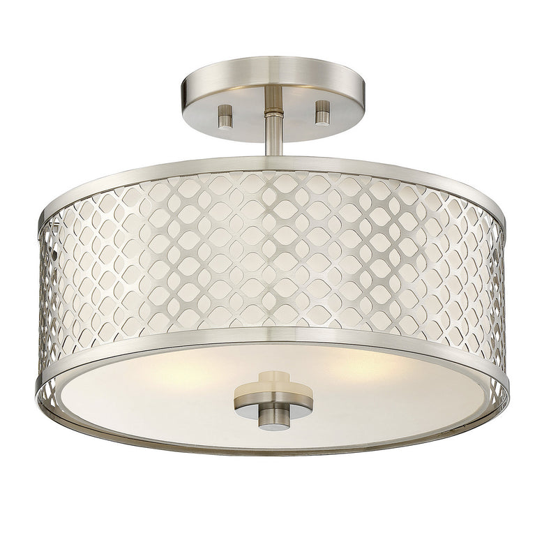 Meridian M60016BN Two Light Semi-Flush Mount, Brushed Nickel
