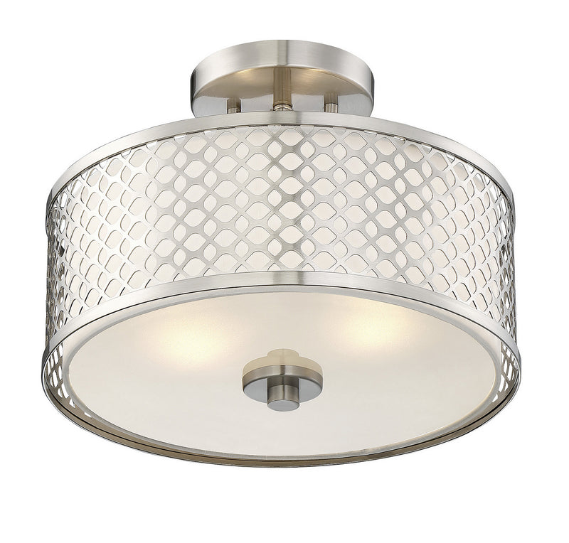 Meridian M60016BN Two Light Semi-Flush Mount, Brushed Nickel