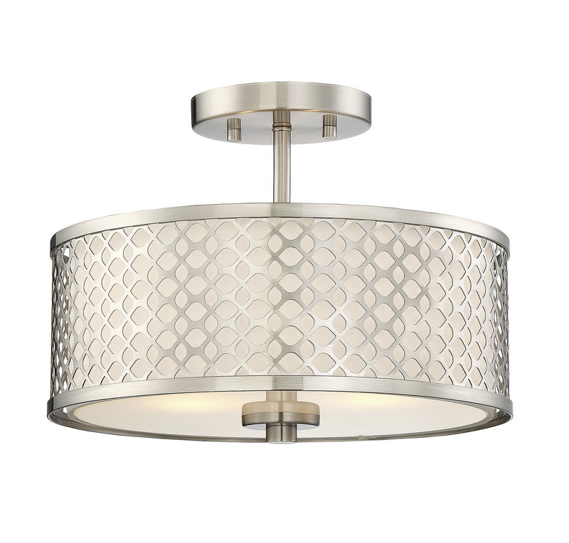 Meridian M60016BN Two Light Semi-Flush Mount, Brushed Nickel