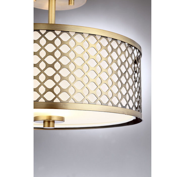 Meridian M60016NB Two Light Semi-Flush Mount, Natural Brass