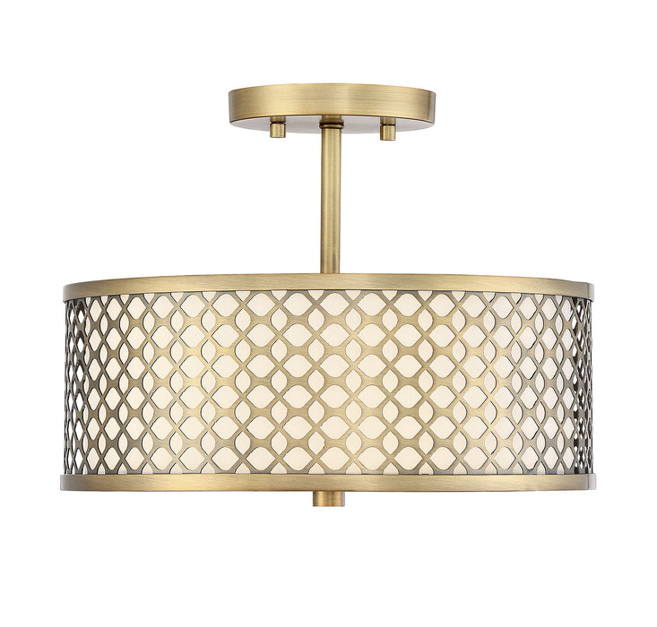 Meridian M60016NB Two Light Semi-Flush Mount, Natural Brass