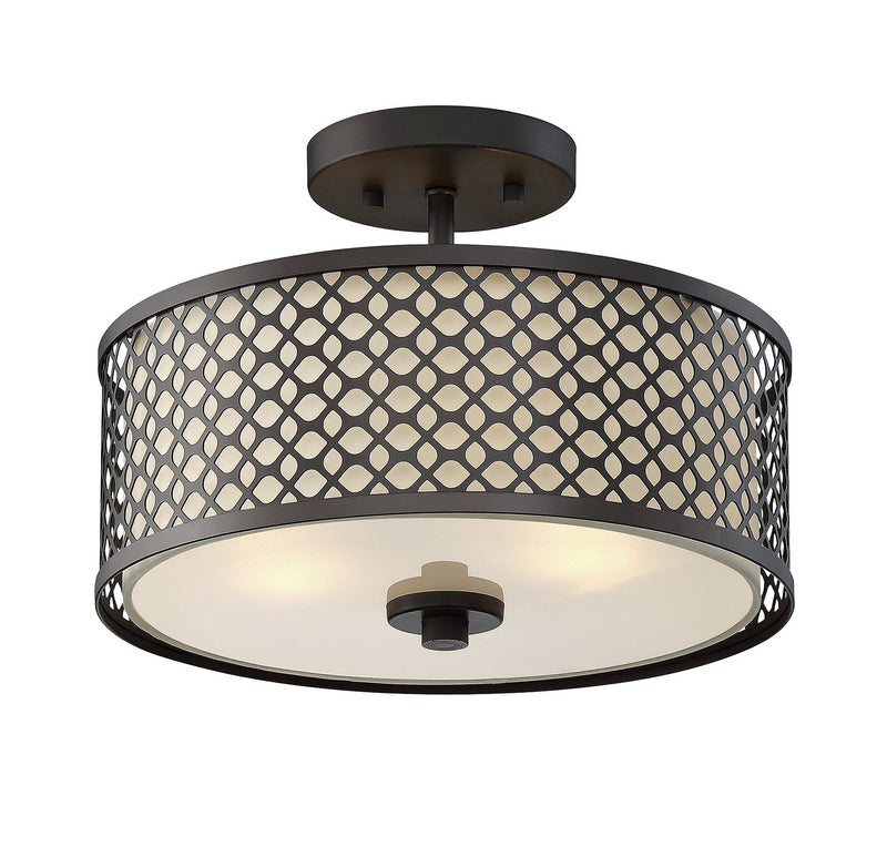 Meridian M60016ORB Two Light Semi-Flush Mount, Oil Rubbed Bronze