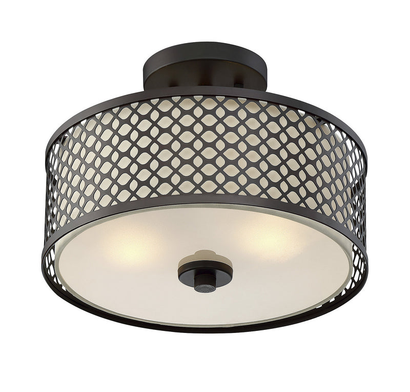 Meridian M60016ORB Two Light Semi-Flush Mount, Oil Rubbed Bronze