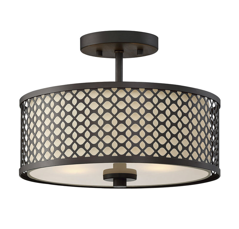 Meridian M60016ORB Two Light Semi-Flush Mount, Oil Rubbed Bronze