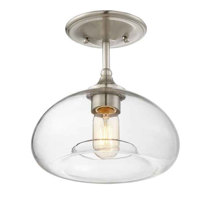 Meridian M60017BN One Light Semi-Flush Mount, Brushed Nickel