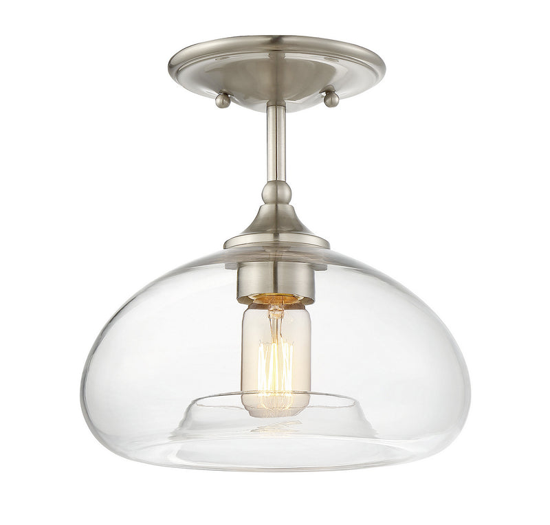 Meridian M60017BN One Light Semi-Flush Mount, Brushed Nickel