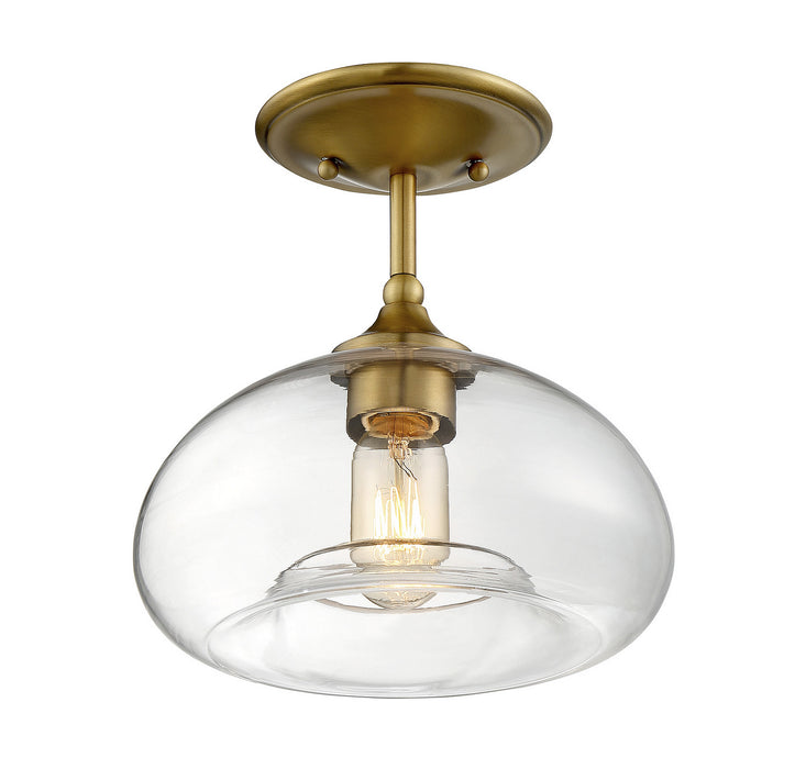 Meridian M60017NB One Light Semi-Flush Mount, Natural Brass