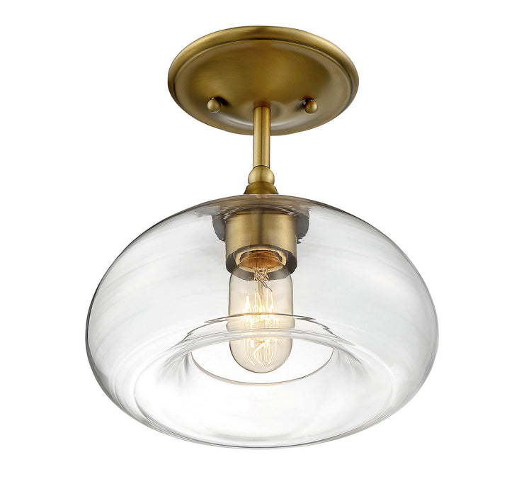 Meridian M60017NB One Light Semi-Flush Mount, Natural Brass