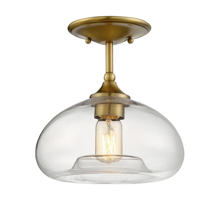 Meridian M60017NB One Light Semi-Flush Mount, Natural Brass