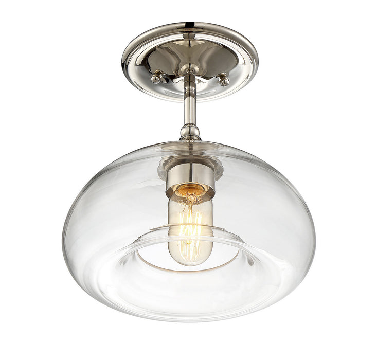 Meridian M60017PN One Light Semi-Flush Mount, Polished Nickel