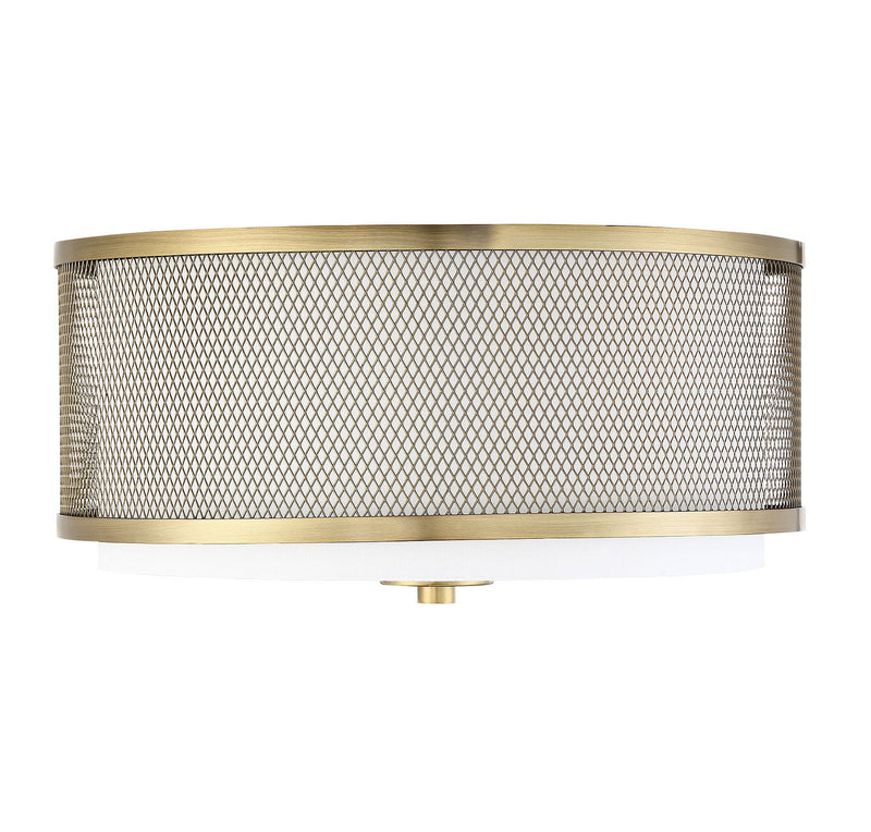 Meridian M60018NB Three Light Semi-Flush Mount, Natural Brass