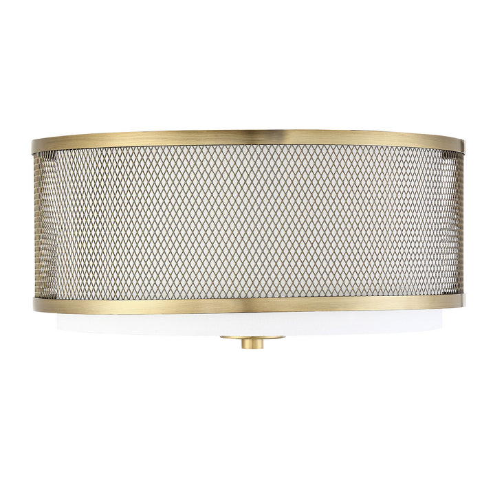 Meridian M60018NB Three Light Semi-Flush Mount, Natural Brass