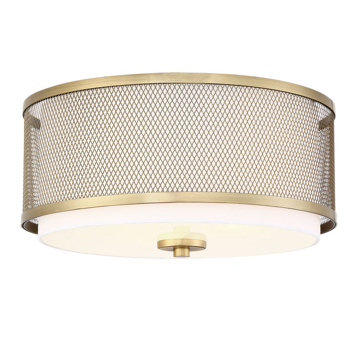 Meridian M60018NB Three Light Semi-Flush Mount, Natural Brass