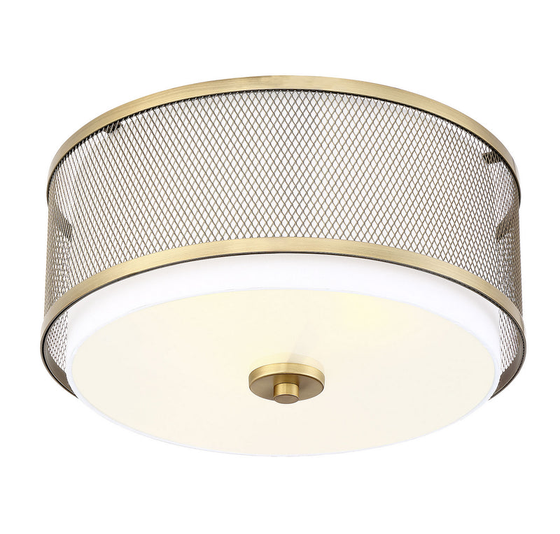 Meridian M60018NB Three Light Semi-Flush Mount, Natural Brass