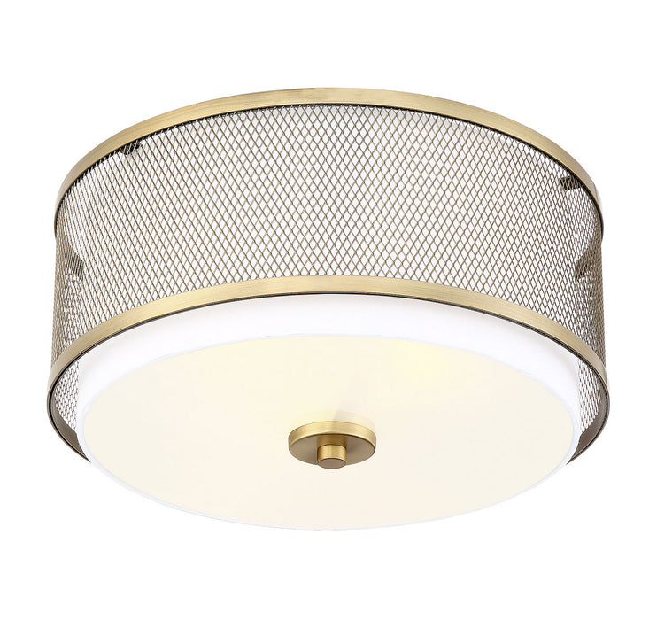 Meridian M60018NB Three Light Semi-Flush Mount, Natural Brass