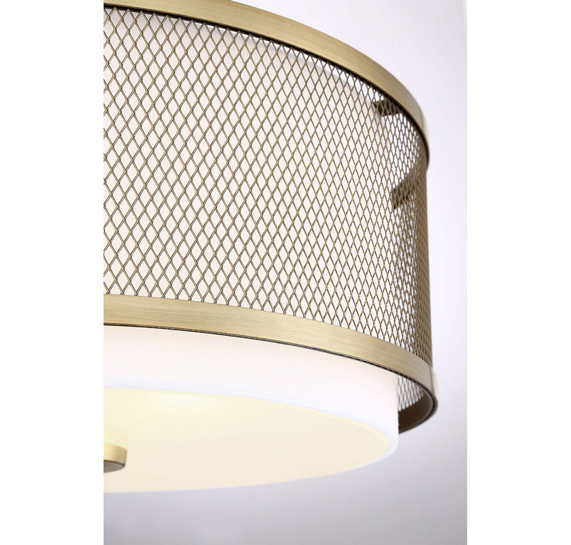 Meridian M60018NB Three Light Semi-Flush Mount, Natural Brass