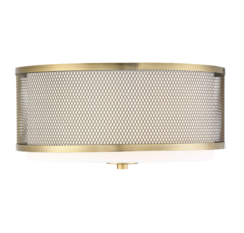 Meridian M60018NB Three Light Semi-Flush Mount, Natural Brass