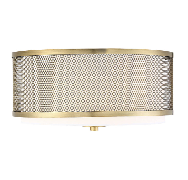 Meridian M60018NB Three Light Semi-Flush Mount, Natural Brass