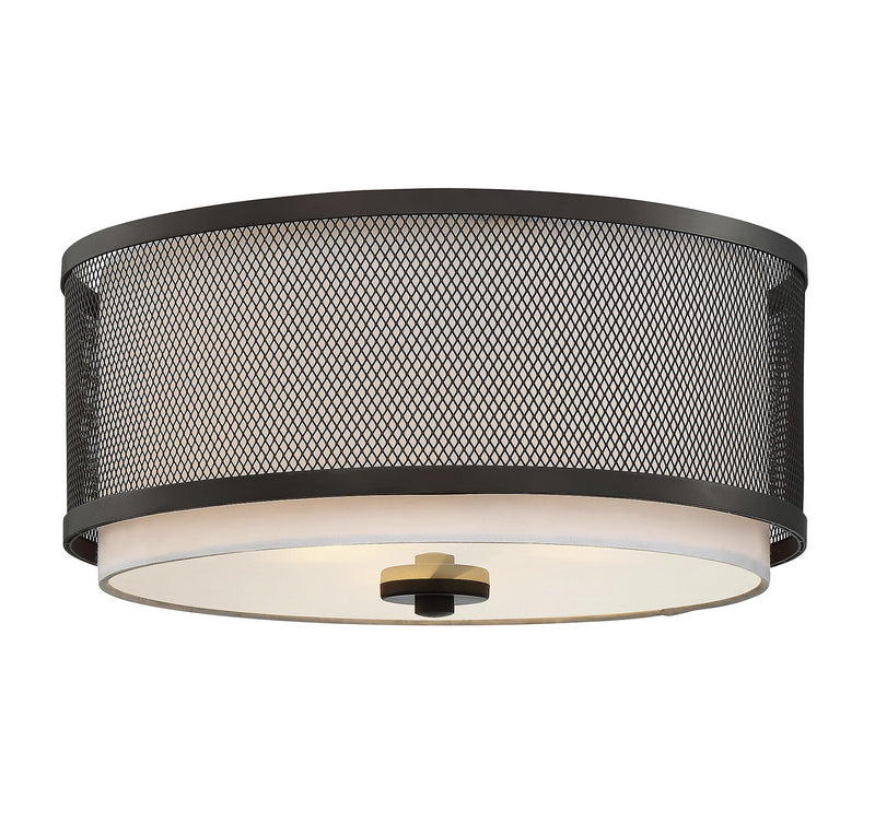 Meridian M60018ORB Three Light Flush Mount, Oil Rubbed Bronze