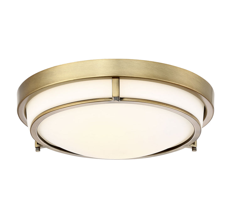 Meridian M60019NB Two Light Flush Mount, Natural Brass
