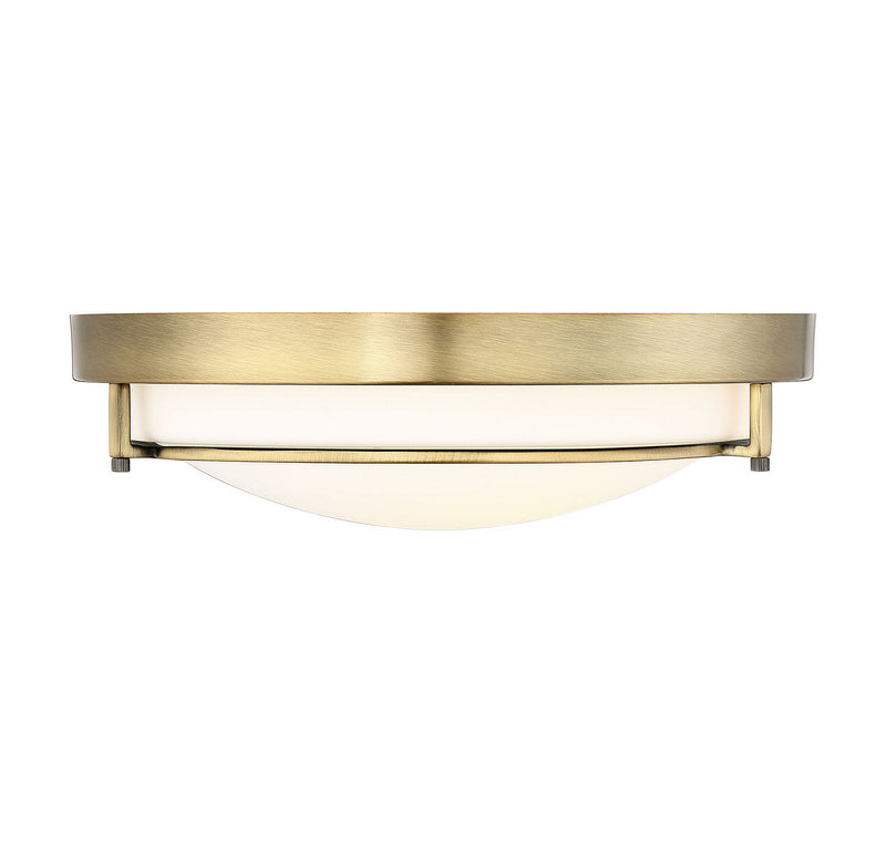 Meridian M60019NB Two Light Flush Mount, Natural Brass