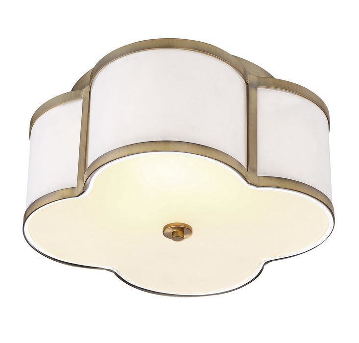 Meridian M60020NB Three Light Semi-Flush Mount, Natural Brass