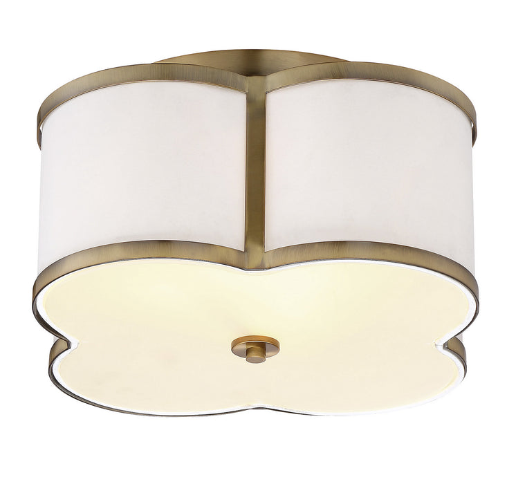 Meridian M60020NB Three Light Semi-Flush Mount, Natural Brass