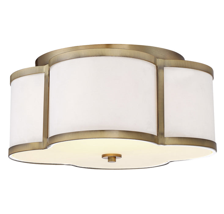 Meridian M60020NB Three Light Semi-Flush Mount, Natural Brass
