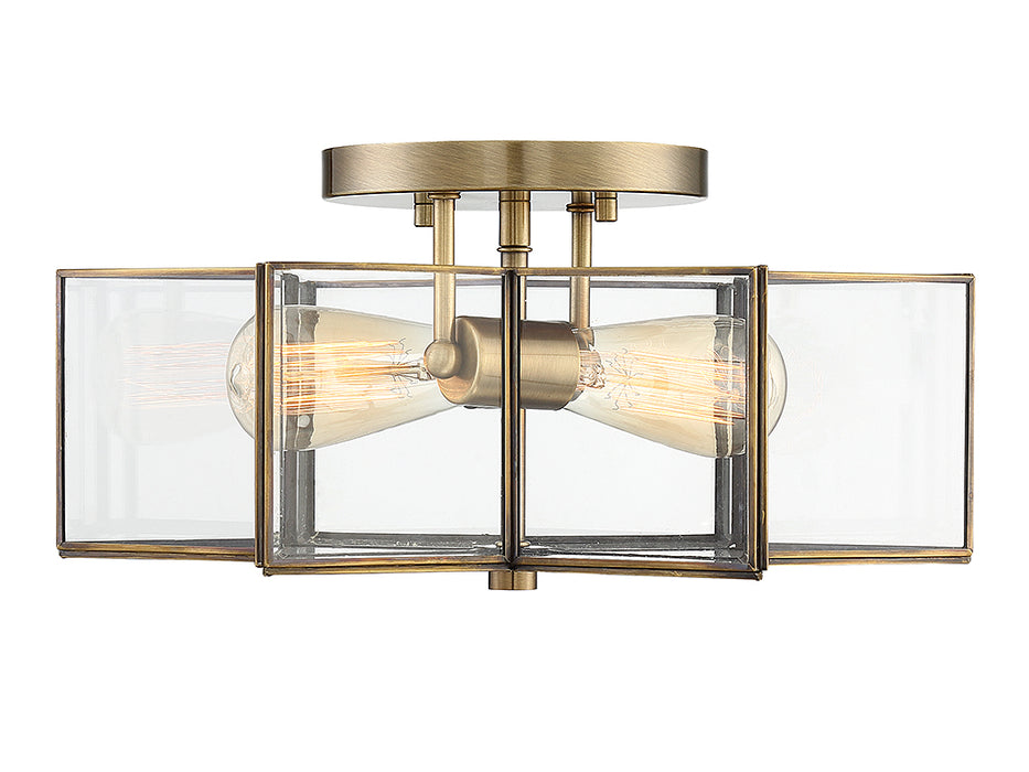 Meridian M60021NB Two Light Semi-Flush Mount, Natural Brass