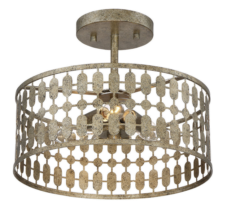 Meridian M60038OG Three Light Semi-Flush Mount, Antique Gold