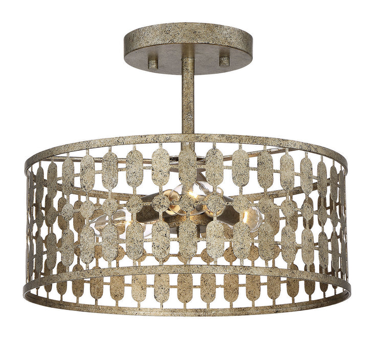 Meridian M60038OG Three Light Semi-Flush Mount, Antique Gold