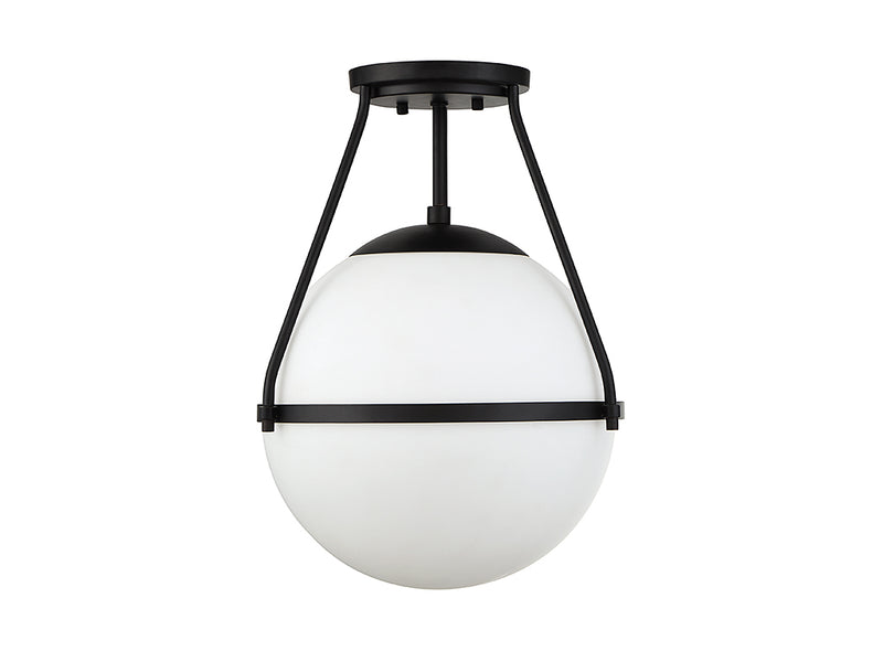 Meridian M60054MBK One Light Semi-Flush Mount, Matte Black