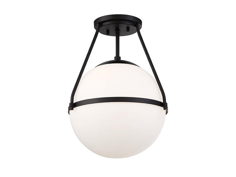 Meridian M60054MBK One Light Semi-Flush Mount, Matte Black