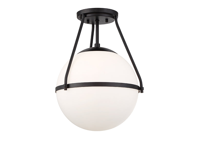 Meridian M60054MBK One Light Semi-Flush Mount, Matte Black