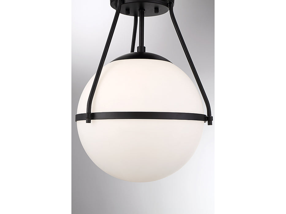 Meridian M60054MBK One Light Semi-Flush Mount, Matte Black