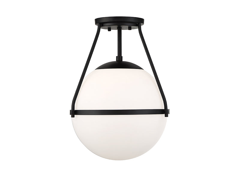 Meridian M60054MBK One Light Semi-Flush Mount, Matte Black