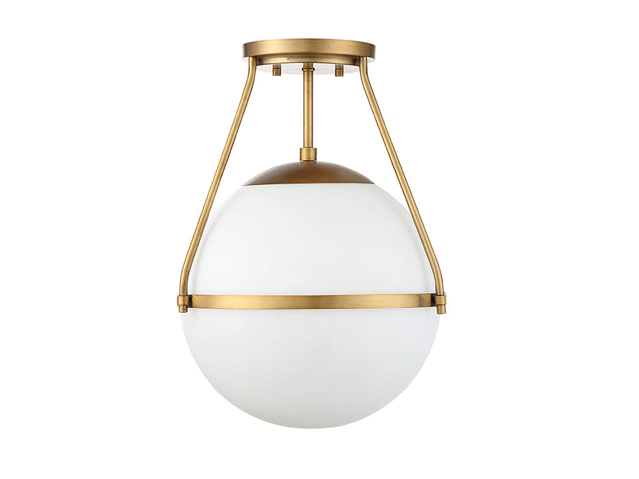 Meridian M60054NB One Light Semi-Flush Mount, Natural Brass