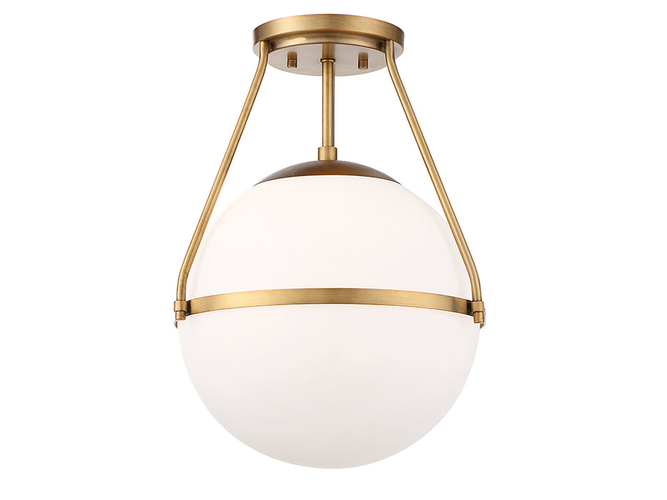 Meridian M60054NB One Light Semi-Flush Mount, Natural Brass