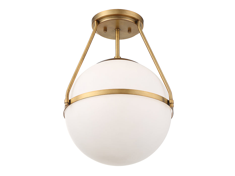 Meridian M60054NB One Light Semi-Flush Mount, Natural Brass