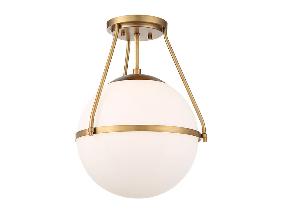 Meridian M60054NB One Light Semi-Flush Mount, Natural Brass