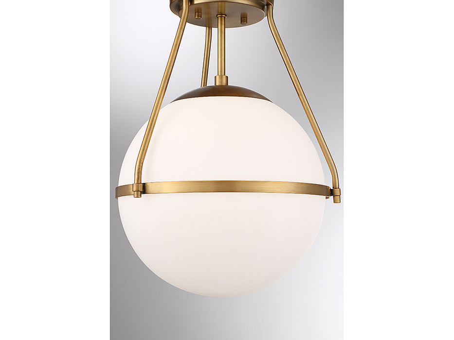Meridian M60054NB One Light Semi-Flush Mount, Natural Brass