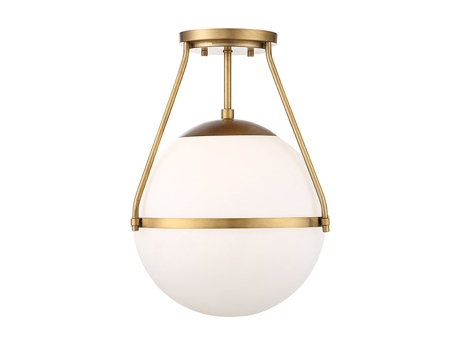 Meridian M60054NB One Light Semi-Flush Mount, Natural Brass