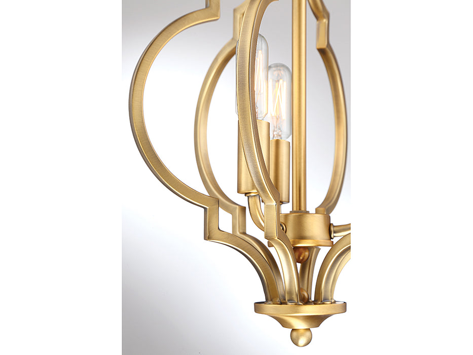 Meridian M60055NB Three Light Semi-Flush Mount, Natural Brass