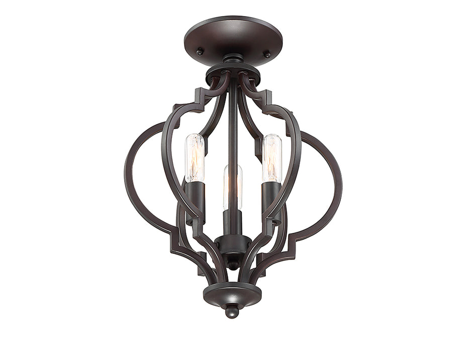 Meridian M60055ORB Three Light Semi-Flush Mount, Oil Rubbed Bronze