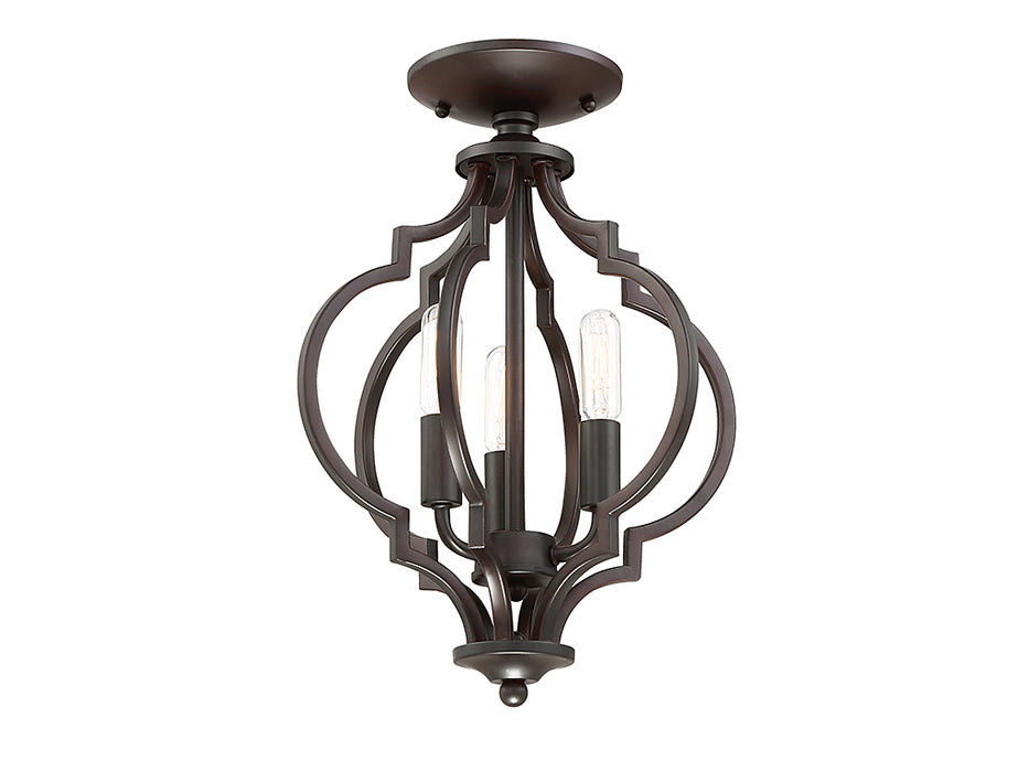 Meridian M60055ORB Three Light Semi-Flush Mount, Oil Rubbed Bronze