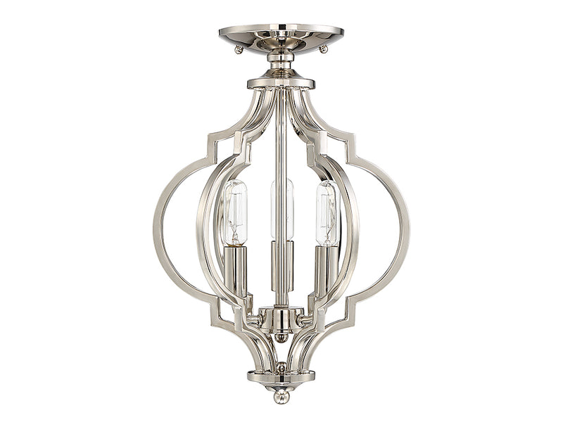 Meridian M60055PN Three Light Semi-Flush Mount, Polished Nickel